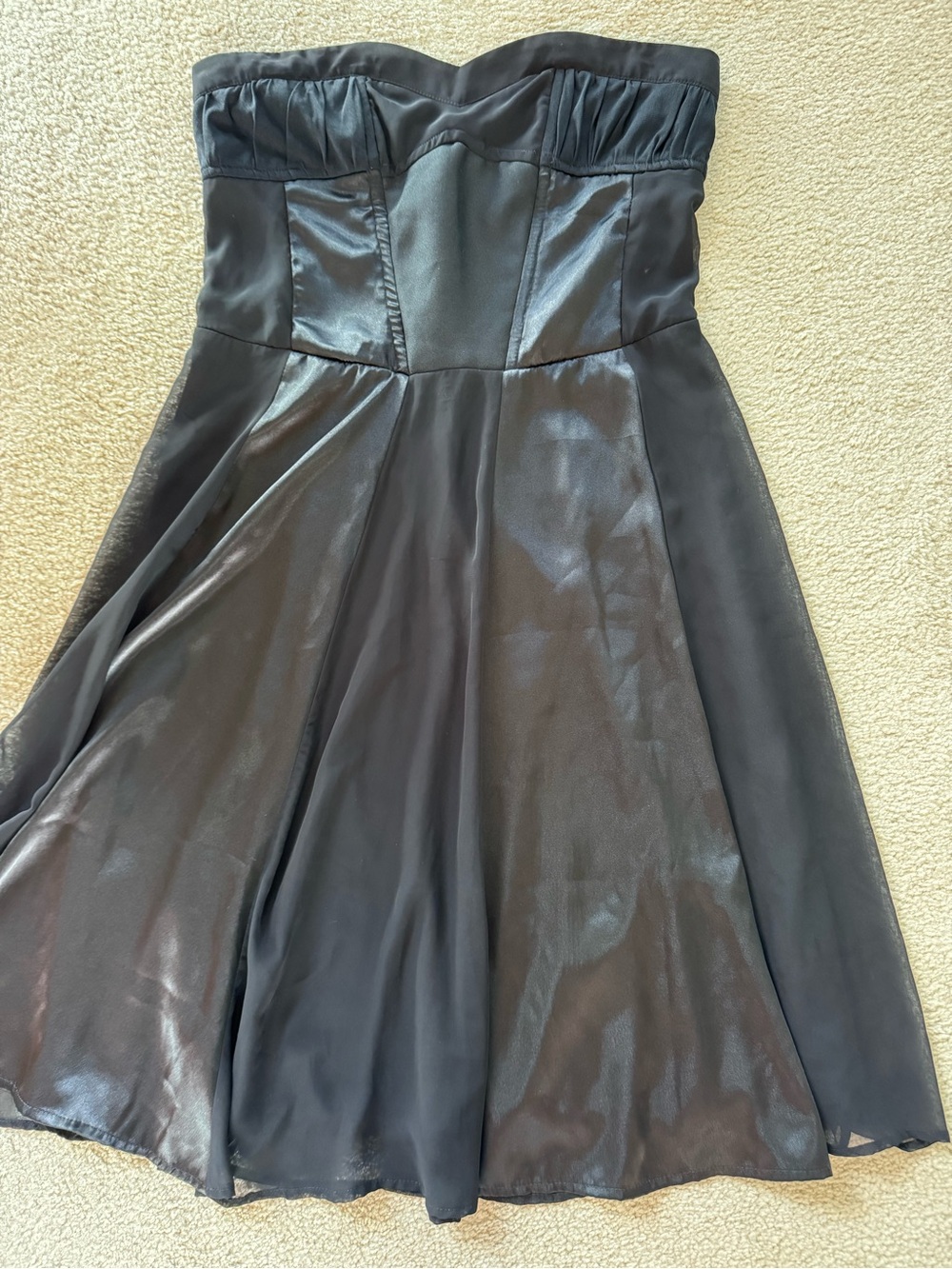 Size large L le chateau Black Strapless Satin Cocktail Dress corset style satin - Picture 8 of 15